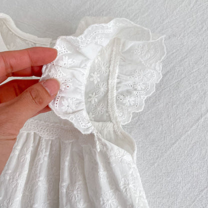 Lace Trim Doll Collar Romper Dress ラッフル ロンパース ミモレ丈ワンピース【mh0013160】