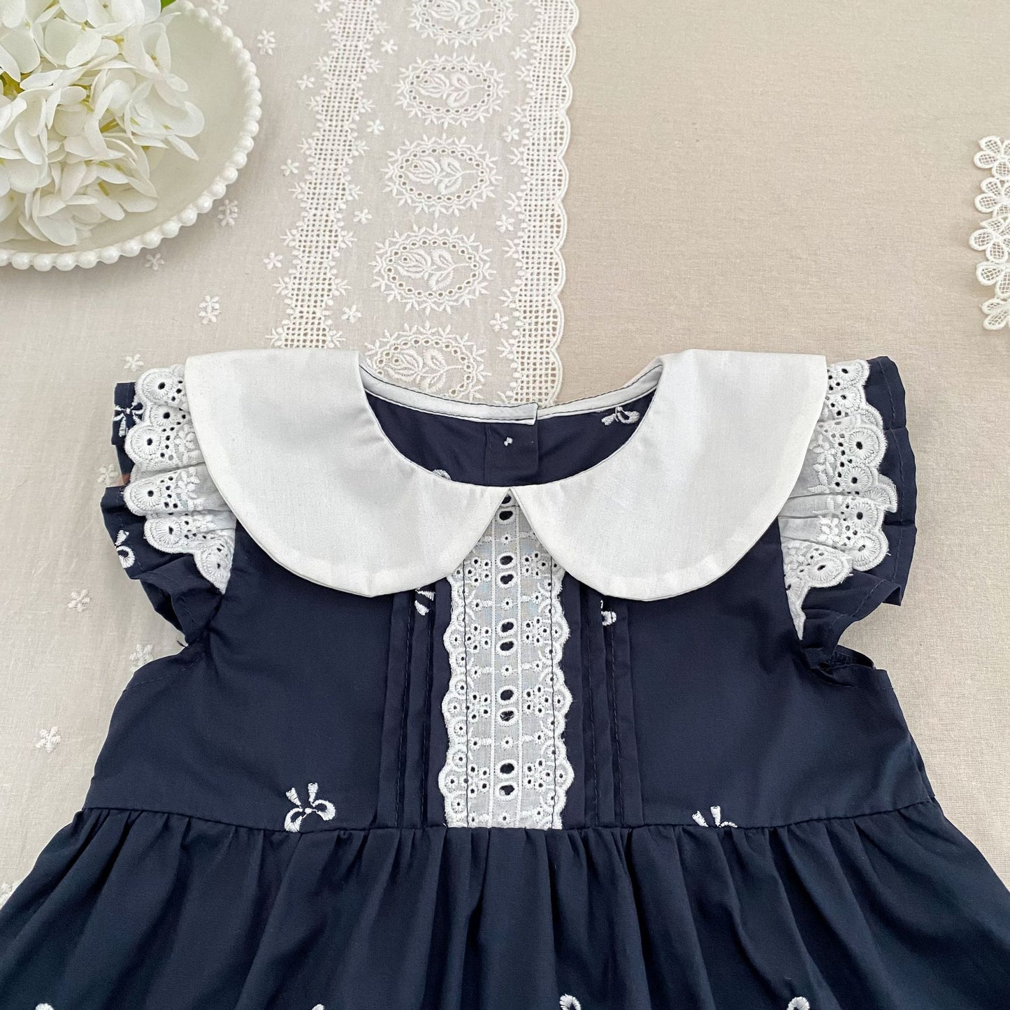 Bow Embroidery Ruffle Romper Dress ラッフル ロンパース ワンピース【mh0013161】