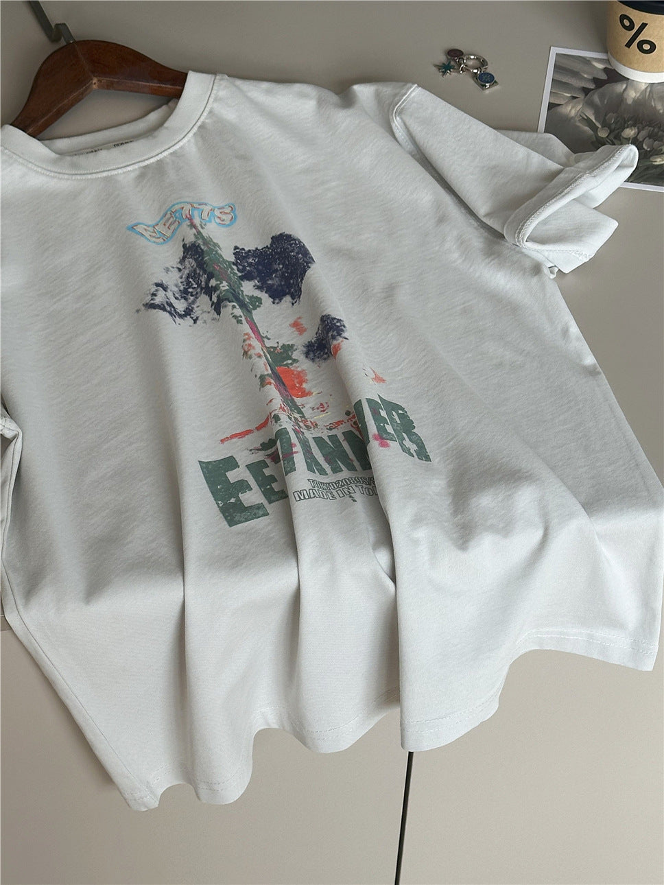 Abstract Art Graphic Tee グラフィックプリント 半袖Tシャツ【mh0012943】