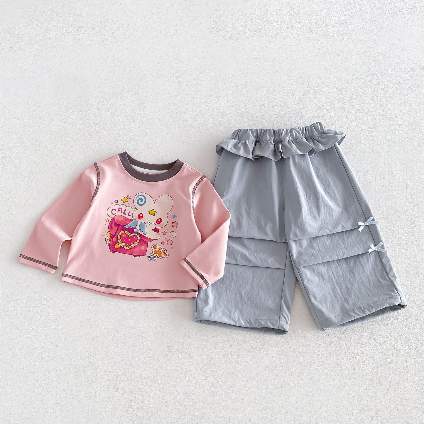 キッズ キャラクター プリント 長袖Tシャツ ワークパンツ【mh0014033】