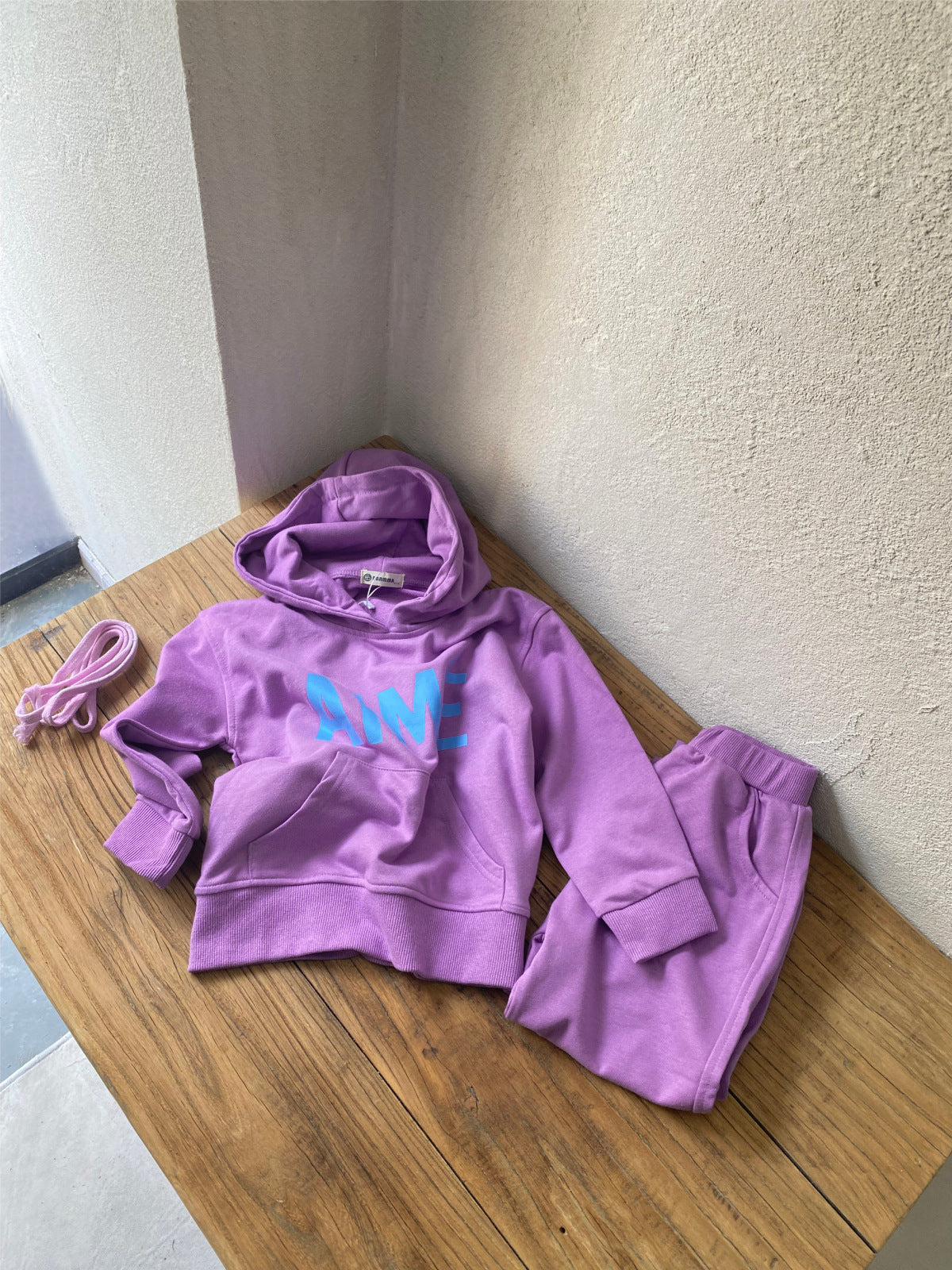Letter Print Hooded Sweatshirt Set ロゴ パーカー セットアップ【mh0012612】