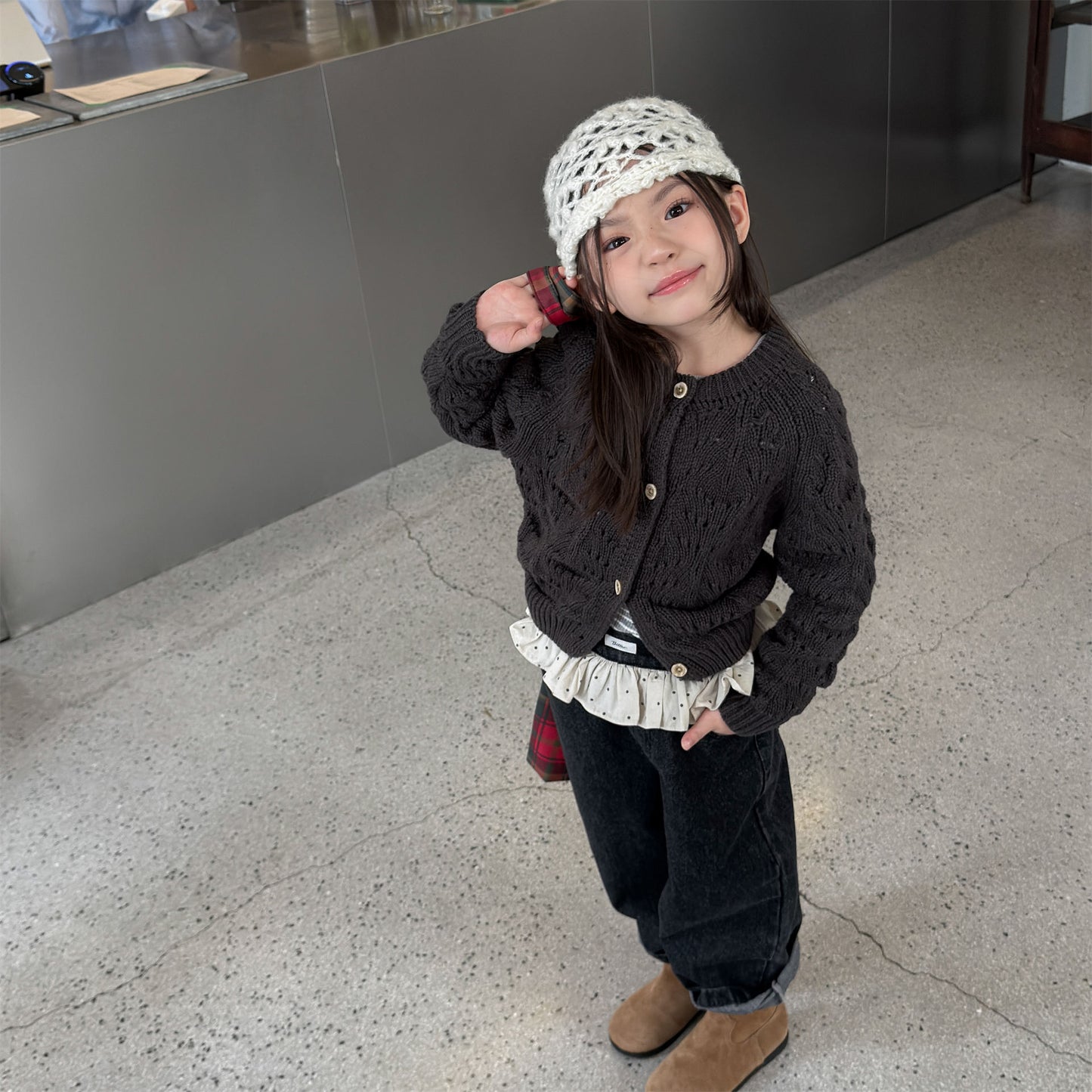 Kids' Openwork Long-Sleeve Knit Cardigan [mh0014055]