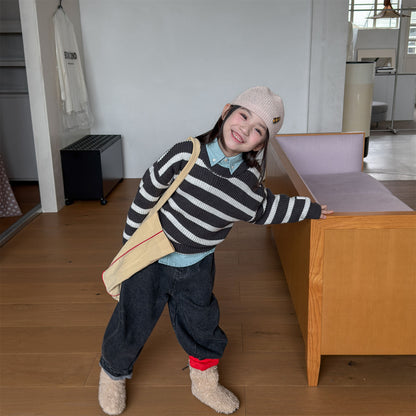 Pantalones vaqueros holgados de pierna cónica para niños【mh0014537】