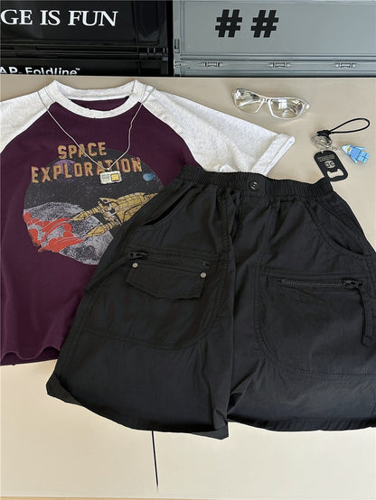 Cargo Pocket Shorts ジッパーポケット ハーフパンツ【mh0012964】