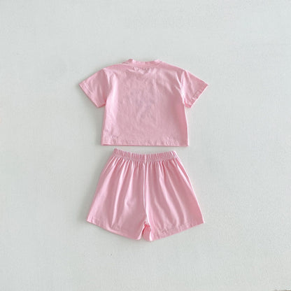 Floral Bow T-shirt Shorts Set フラワー リボン 半袖 セットアップ【mh0012716】