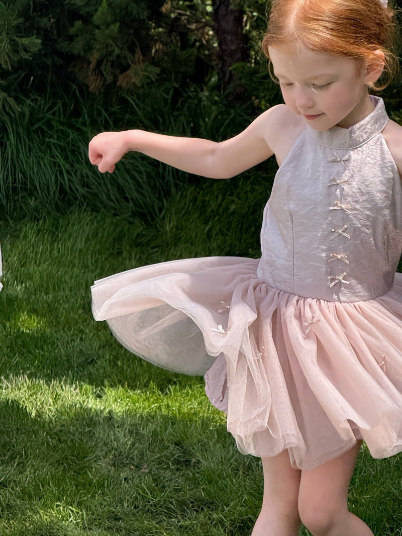 Bow Tulle Halter-Neck Elegant Princess Dress チュール ホルターネックワンピース【mh0013239】