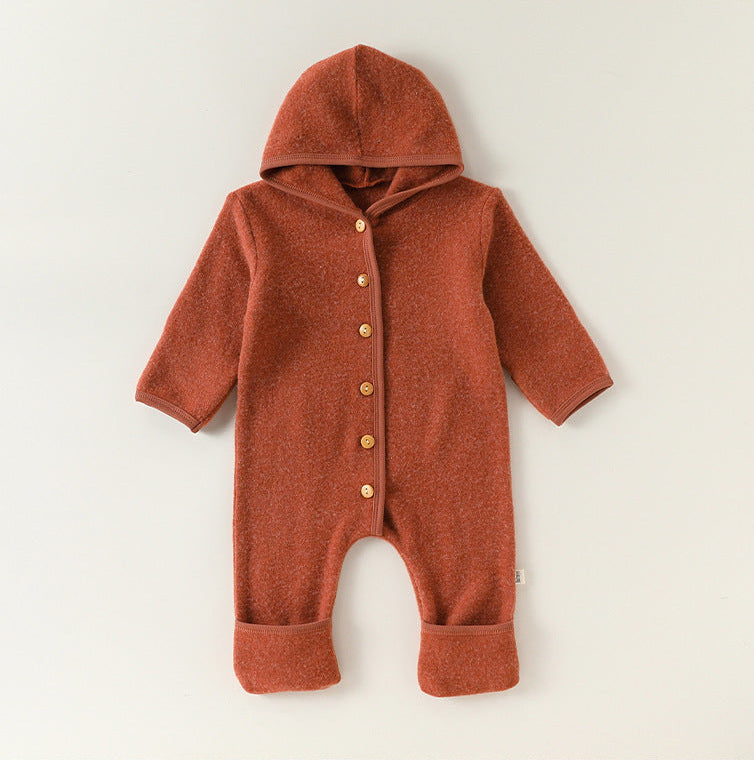 長袖フーディジャンプスーツ シンプルロンパース【mh0011704】