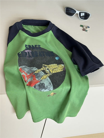 Space Explorer Raglan T-shirt ラグラン 宇宙 Tシャツ【mh0012944】