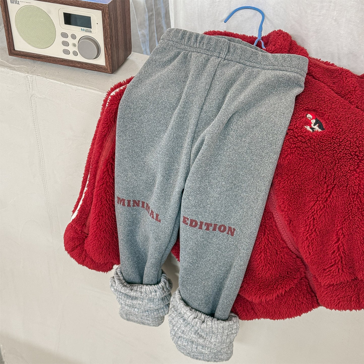 レギンスパンツ 裏起毛 ロゴ刺繍 ドッキング リブ ボトムス【mh0011611】