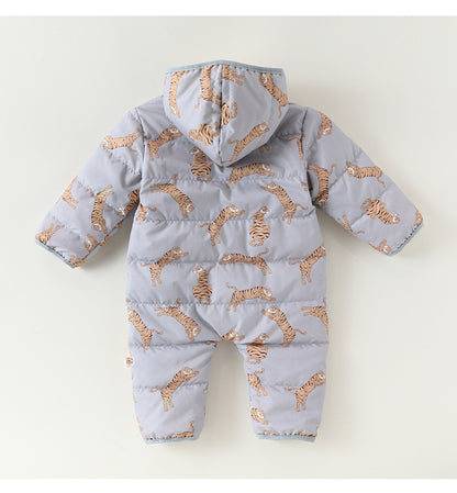 アウタージャンプスーツ プリント 中綿 厚手 フード付 キルティング【mh0011700】