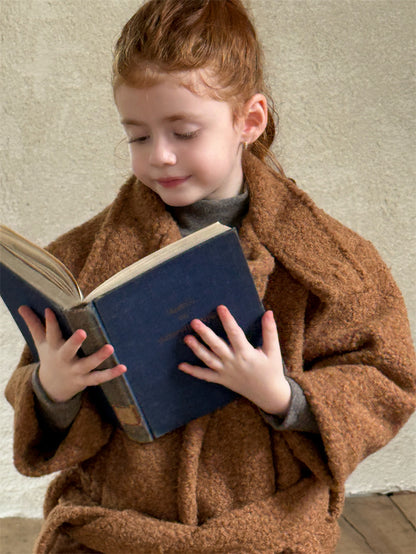 ローブコート ボア スタンドカラー ベルト付き ショート丈 アウター【mh0011617】