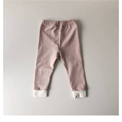 Cotton Basic Pajamas Set 無地 長袖Tシャツ ロングパンツ【mh0012698】