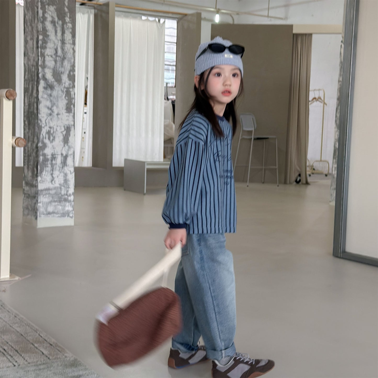 Kids' Color-Blocked Ringer Loose-Fit Letter-Printed Striped Long-Sleeved T-Shirt [mh0014062]
