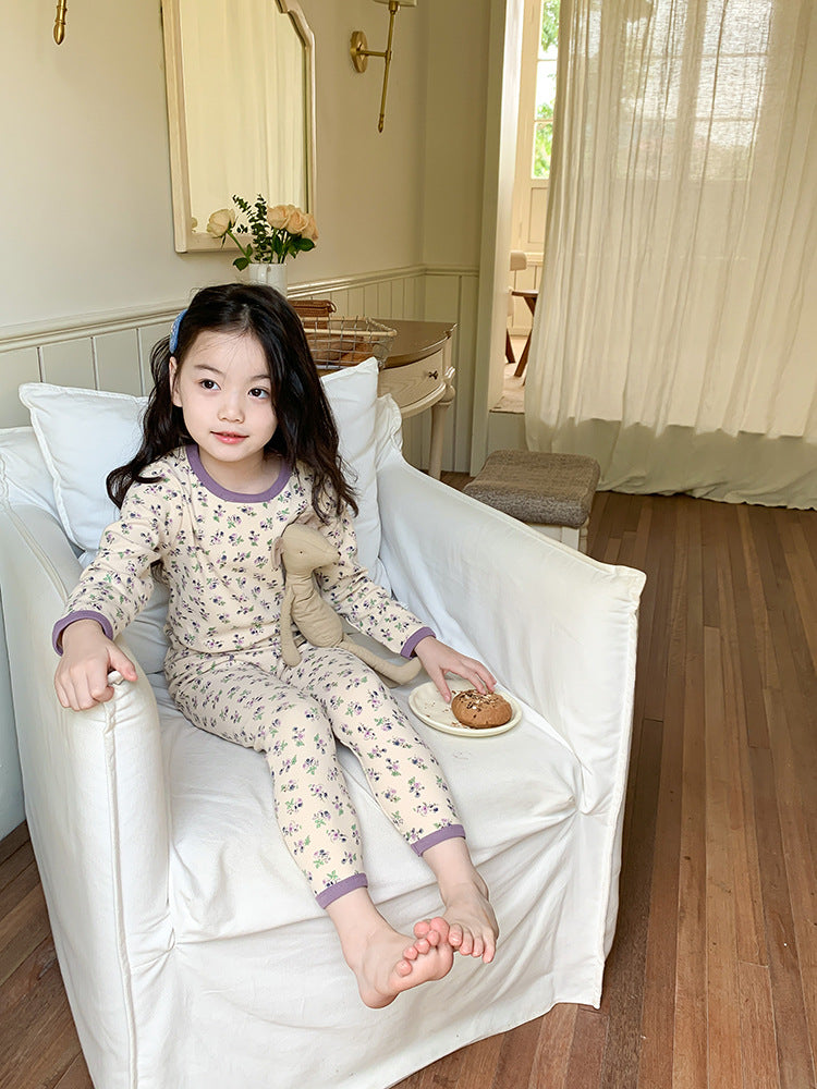 Long Sleeve Printed Pajamas 長袖 プリント パジャマ セット【mh0012243】