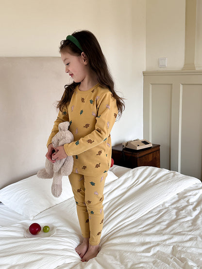 Long Sleeve Printed Pajama Set 長袖 プリント パジャマ セット【mh0012244】