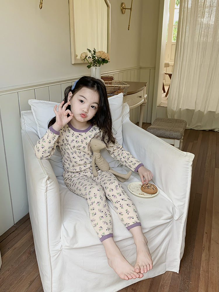 Long Sleeve Printed Pajamas 長袖 プリント パジャマ セット【mh0012243】