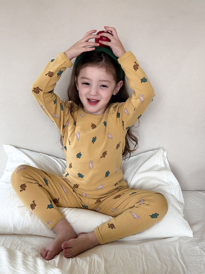 Long Sleeve Printed Pajama Set 長袖 プリント パジャマ セット【mh0012244】