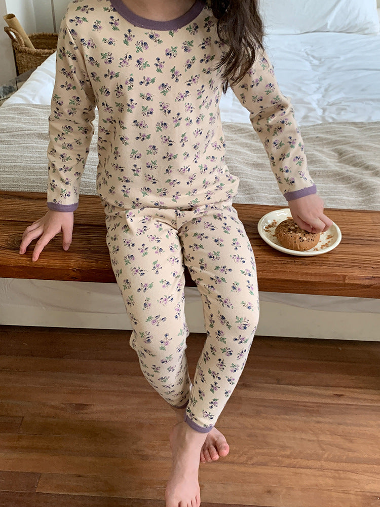 Long Sleeve Printed Pajamas 長袖 プリント パジャマ セット【mh0012243】