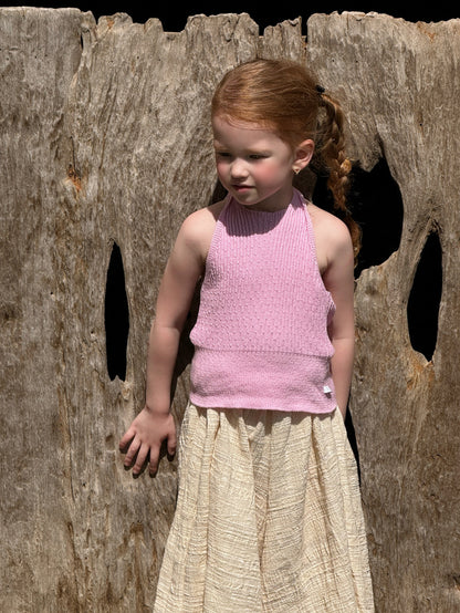 Ribbed Knit Halterneck Vest 無地 ノースリーブトップス【mh0012789】