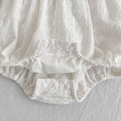 Lace Trim Doll Collar Romper Dress ラッフル ロンパース ミモレ丈ワンピース【mh0013160】