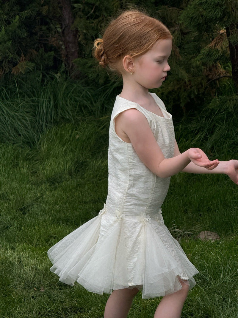 Sleeveless Beaded Floral Princess Dress チュール ノースリーブワンピース【mh0013238】