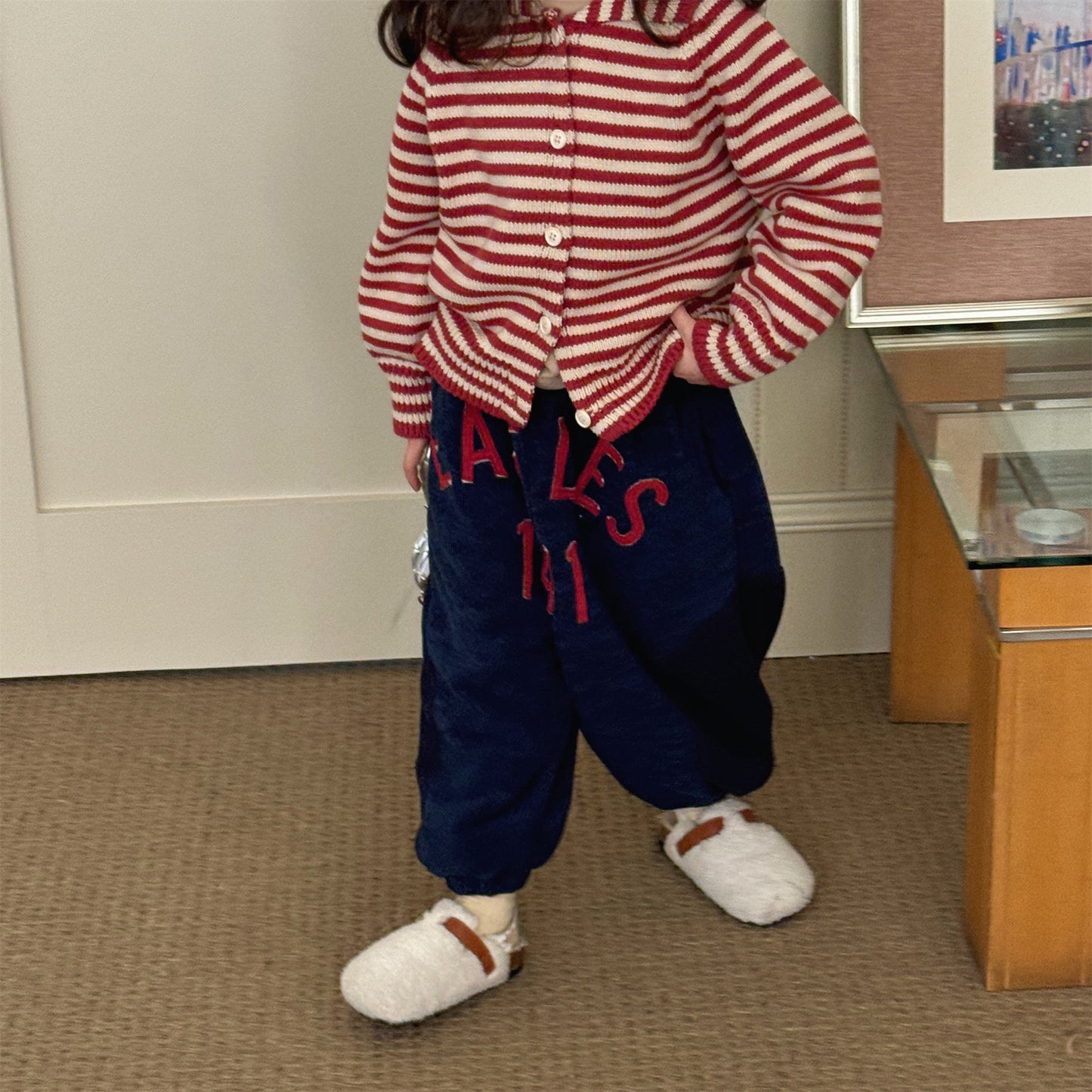 スウェットパンツ 裏ボア ビッグロゴ バイカラー ボリューム ボトムス【mh0011608】