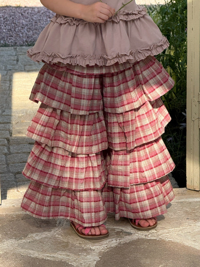 Ruffled Plaid Casual Pants ラッフル ロングパンツ【mh0013267】