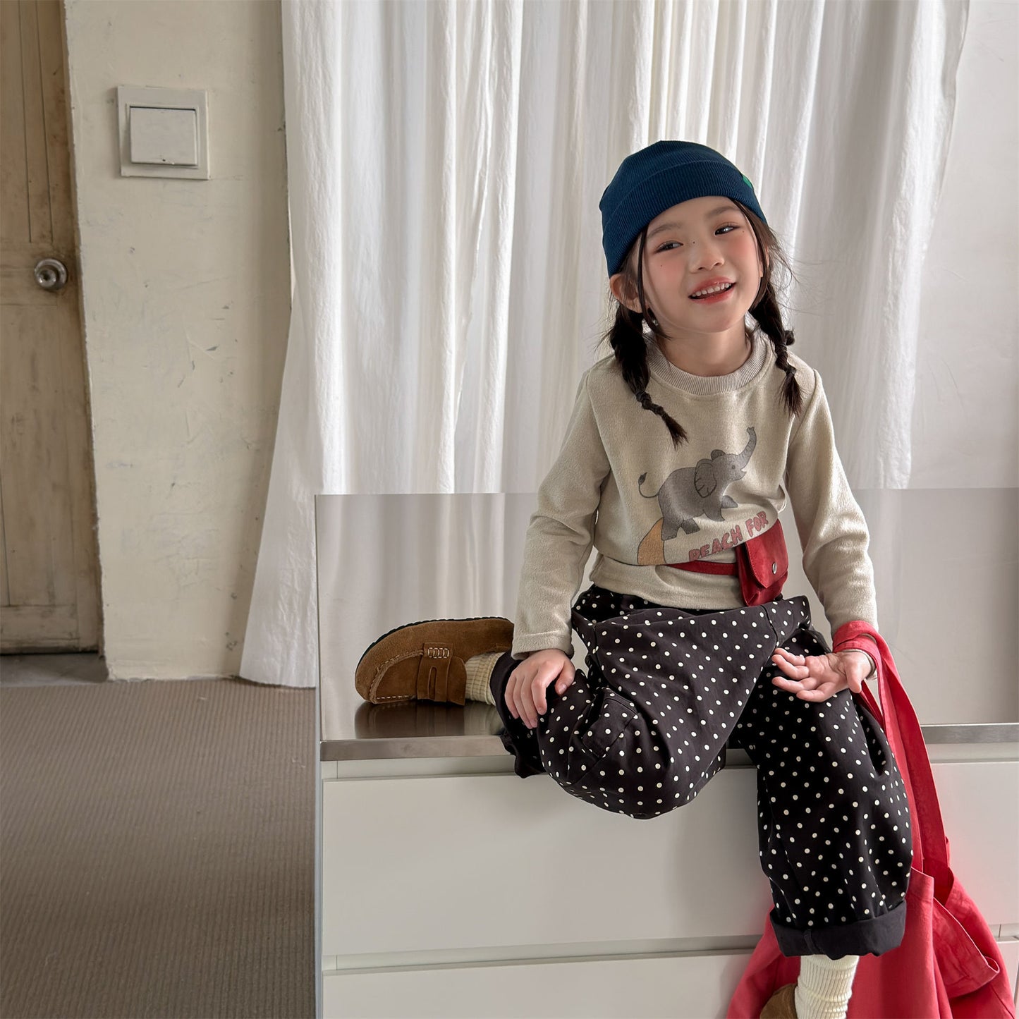 Kids Elephant Print Long Sleeve T-shirt [mh0014054]