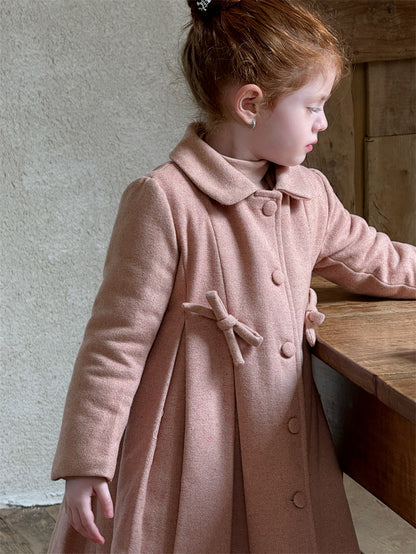 ウールコート ミディ丈 Aライン 襟付き リボンベルト ドレッシー【mh0011622】