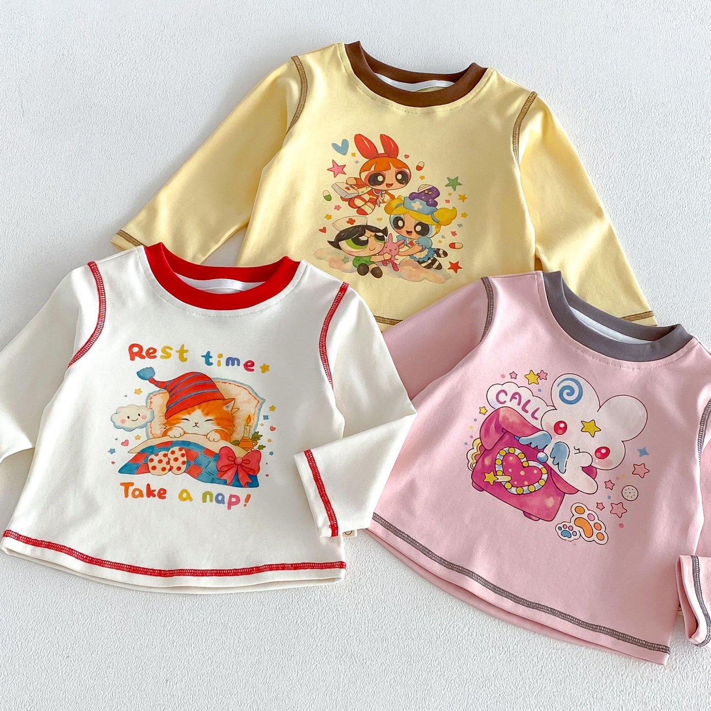 キッズ キャラクター プリント 長袖Tシャツ ワークパンツ【mh0014033】
