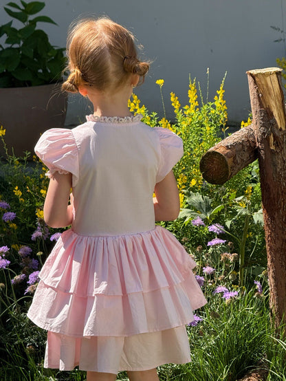 French Vintage Puff Sleeve Princess Dress ティアード 半袖ワンピース【mh0013252】
