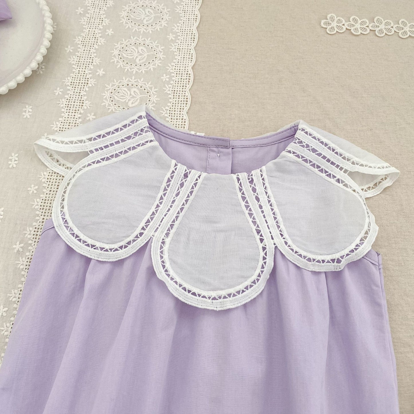 Petal Collar Romper Puff Sleeve Dress ラッフル ロンパース ミモレ丈ワンピース【mh0013158】
