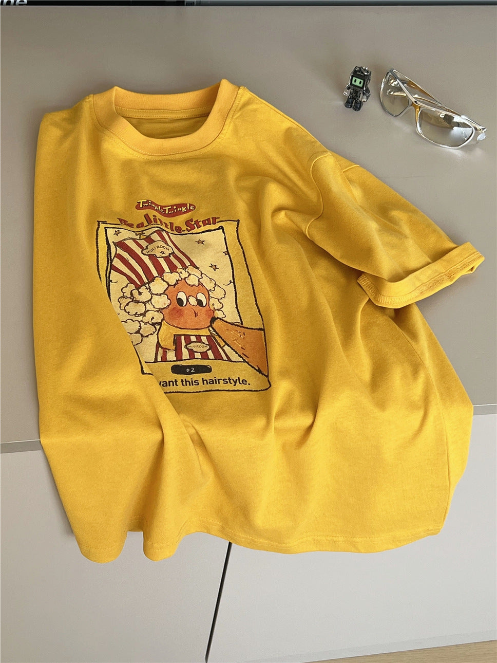 Popcorn Character T-shirt キャラクター 半袖Tシャツ【mh0012948】