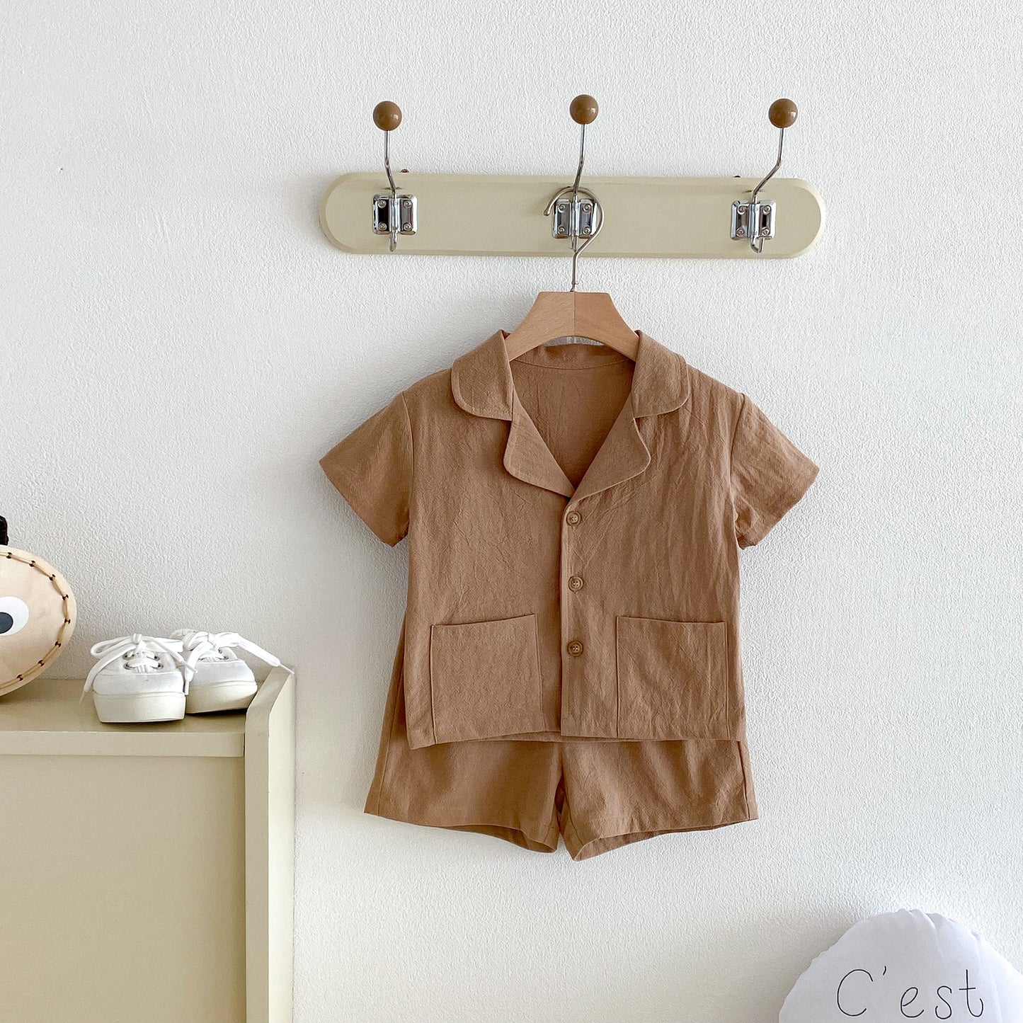 Open Collar Shirt & Shorts Set オープンカラー 半袖 セットアップ【mh0012723】