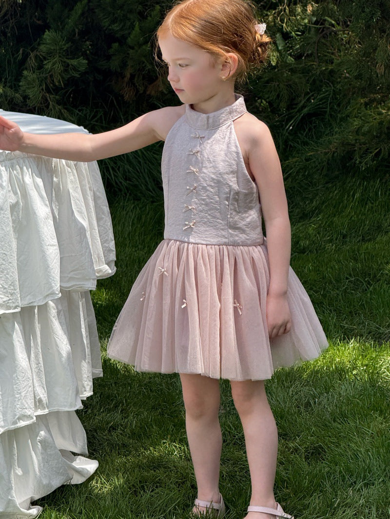 Bow Tulle Halter-Neck Elegant Princess Dress チュール ホルターネックワンピース【mh0013239】