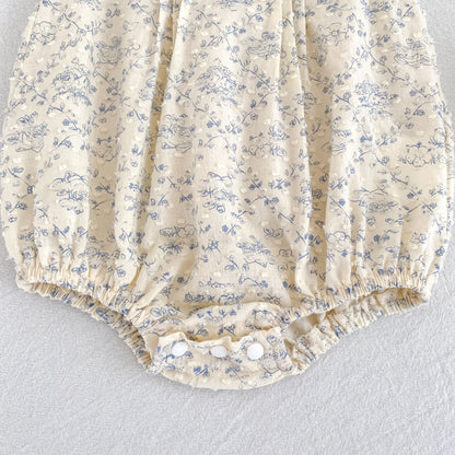 Floral Ruffle Sleeveless Romper Dress フリル ノースリーブロンパース ミモレ丈ワンピース【mh0013157】