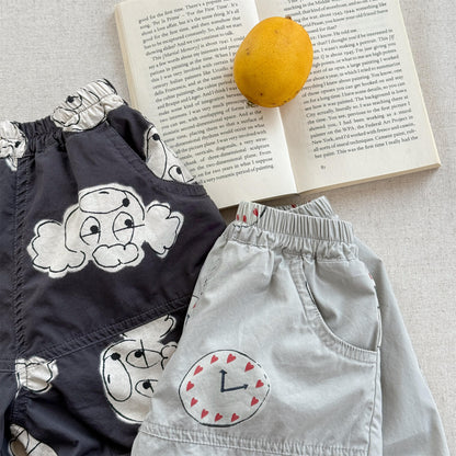 Dog Clock Graphic Cotton Shorts グラフィック ショートパンツ【mh0012649】