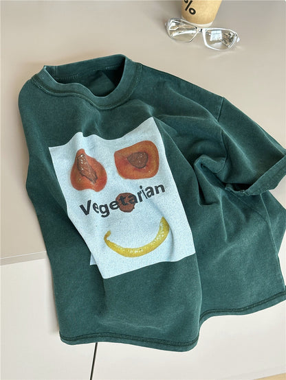 Vegetable Graphic Tee スマイルプリント 半袖Tシャツ【mh0012954】