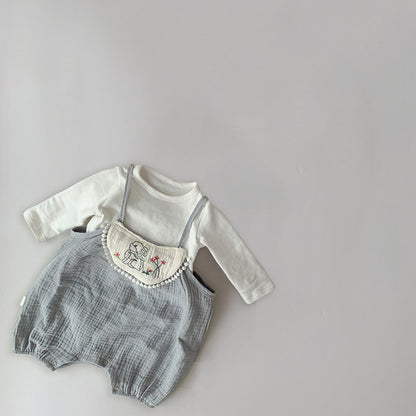 Rabbit Embroidered Gauze Romper
