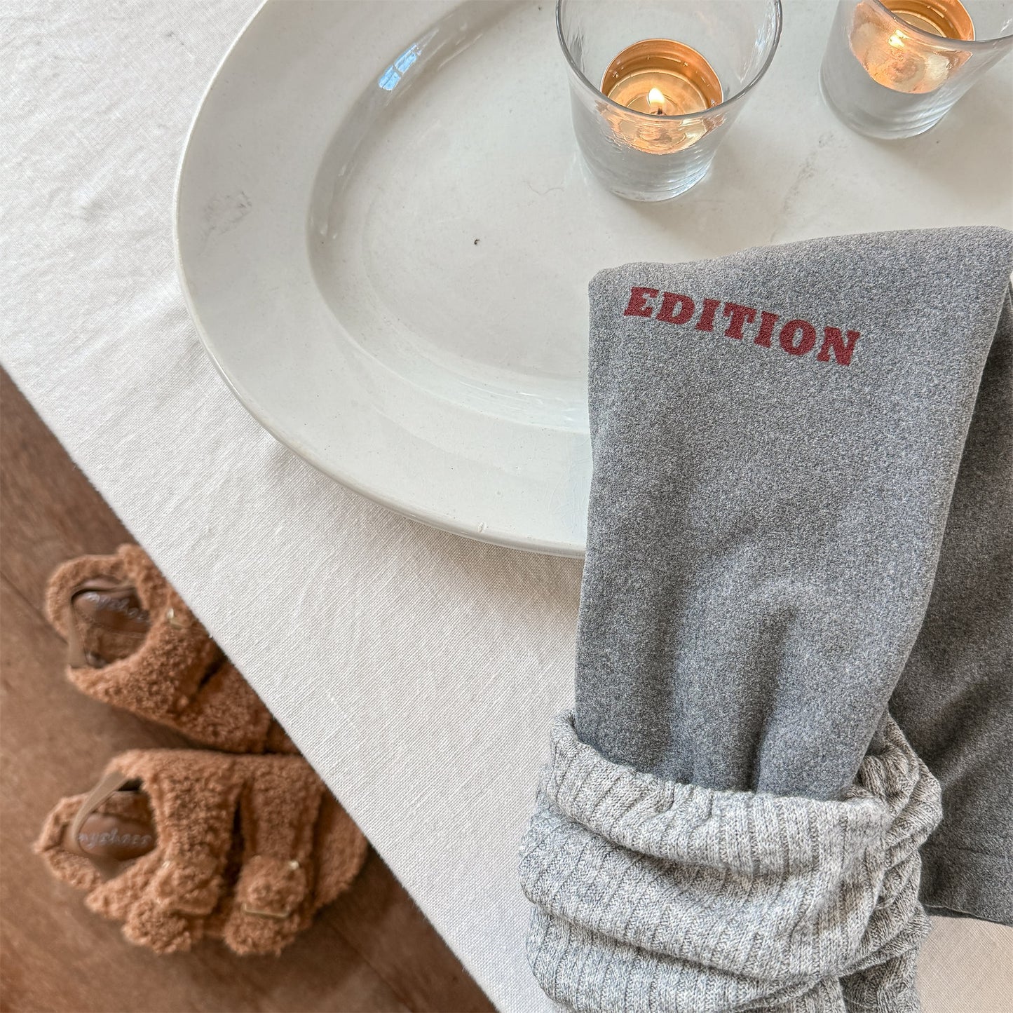 レギンスパンツ 裏起毛 ロゴ刺繍 ドッキング リブ ボトムス【mh0011611】