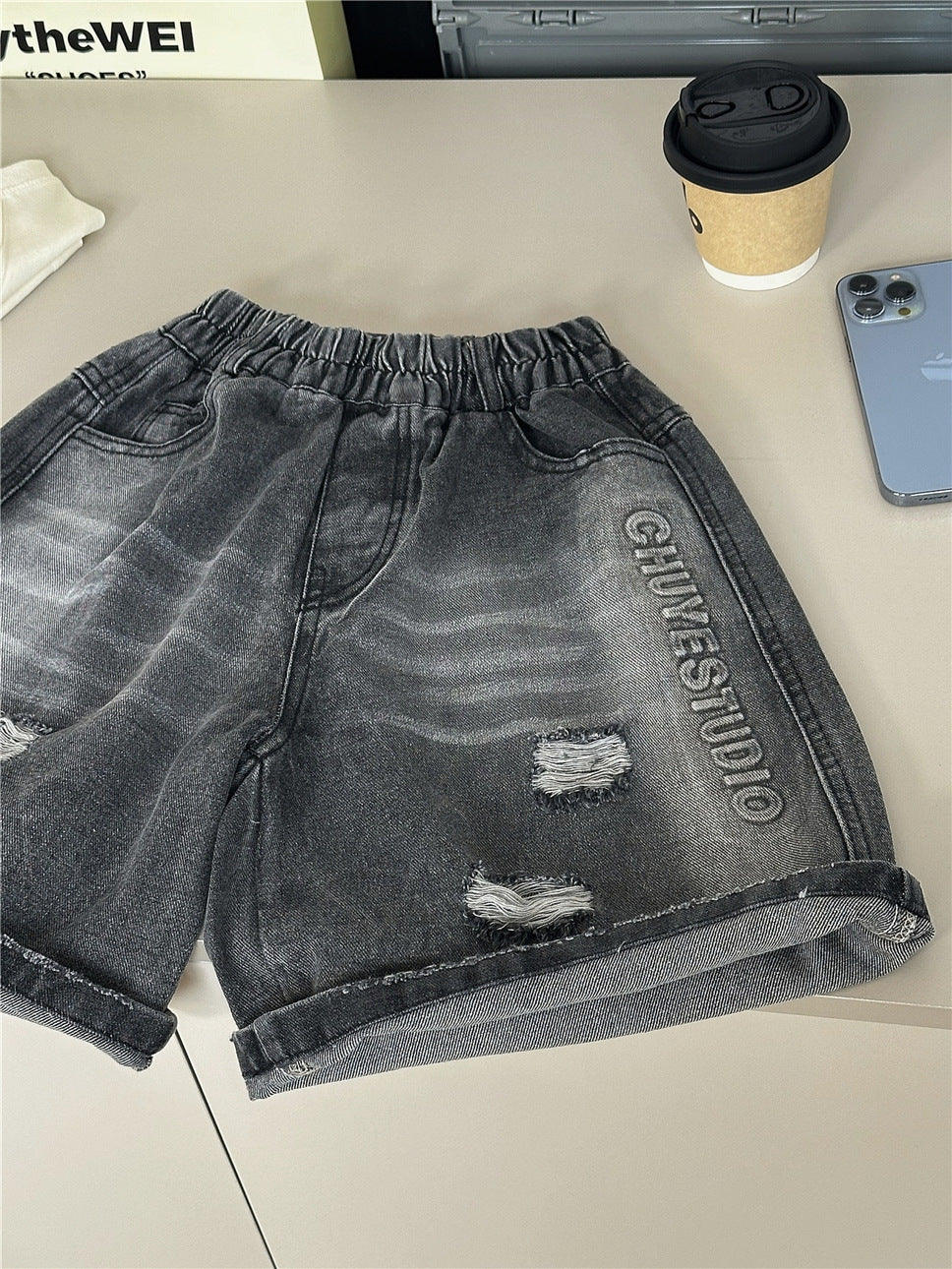 Letter Denim Shorts ロゴ デニムハーフパンツ【mh0012961】