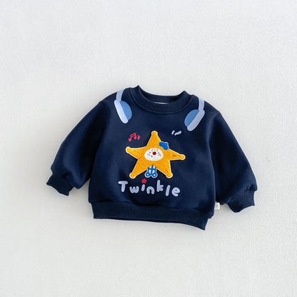 キッズ アップリケ 刺繍 裏起毛 スウェットトレーナー【mh0014775】