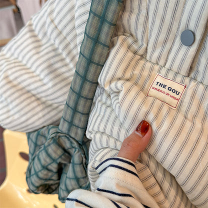 パフジャケット フーディ ストライプ プルオーバー アウター 中綿【mh0011613】