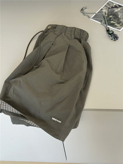 Plaid Hem Shorts チェックヘム タックハーフパンツ【mh0012955】