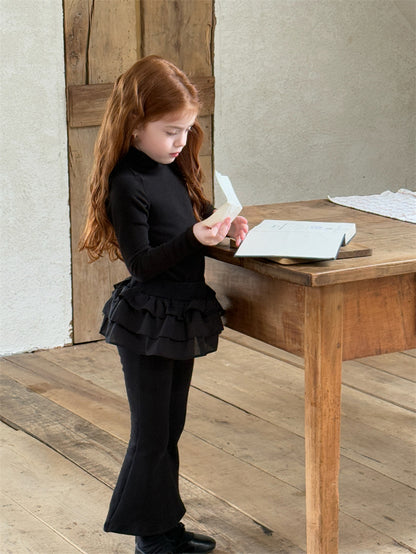 長袖トップス ペプラムフリル ハイネック シンプル 裏起毛【mh0011621】