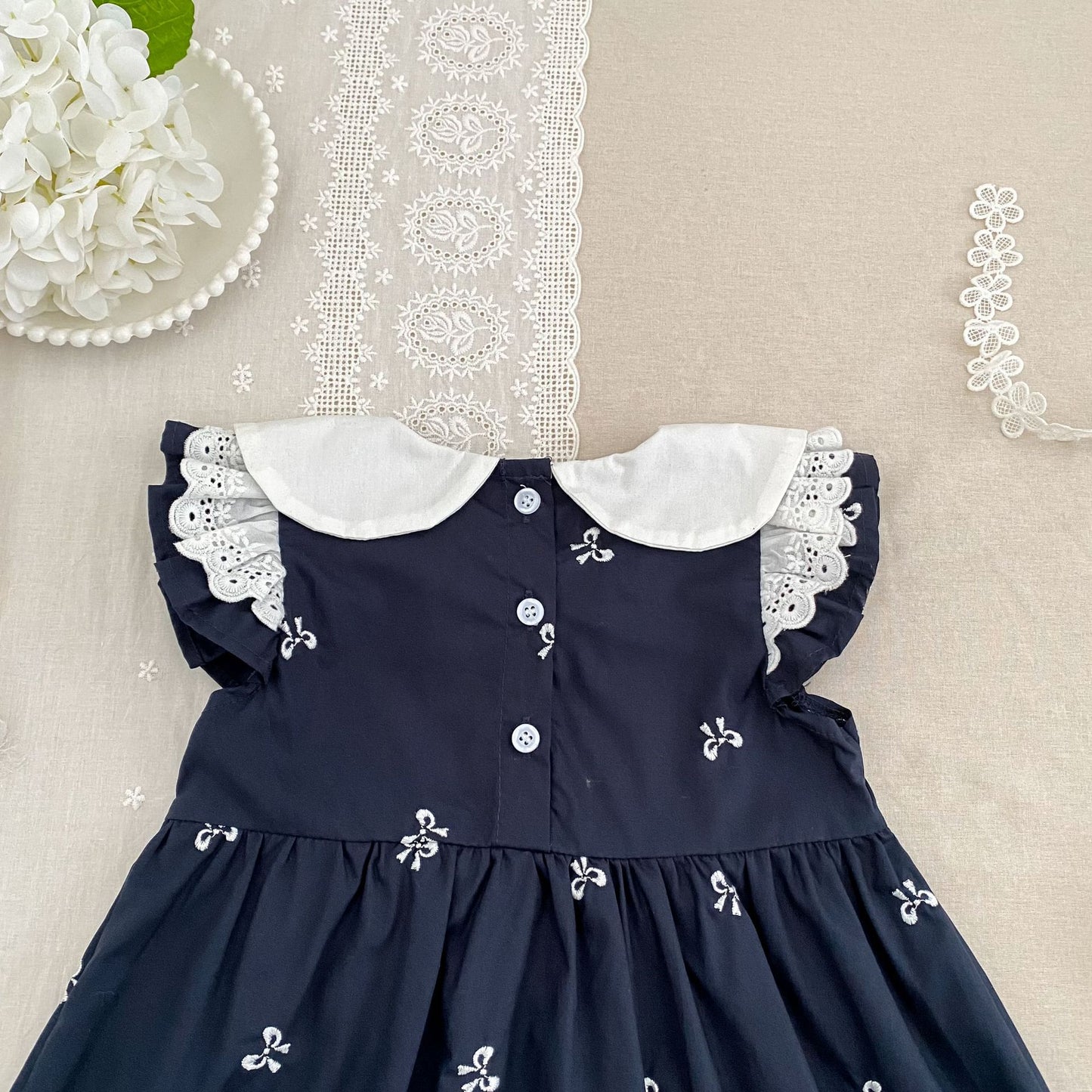 Bow Embroidery Ruffle Romper Dress ラッフル ロンパース ワンピース【mh0013161】