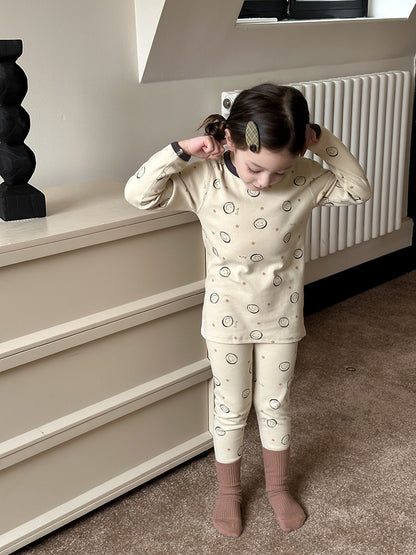 Long Sleeve Printed Pajama Set 長袖 プリント パジャマ セット【mh0012244】