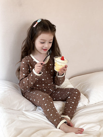 Long Sleeve Printed Pajama Set 長袖 プリント パジャマ セット【mh0012244】