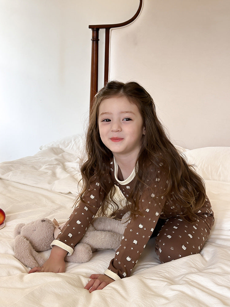 Long Sleeve Printed Pajama Set 長袖 プリント パジャマ セット【mh0012244】