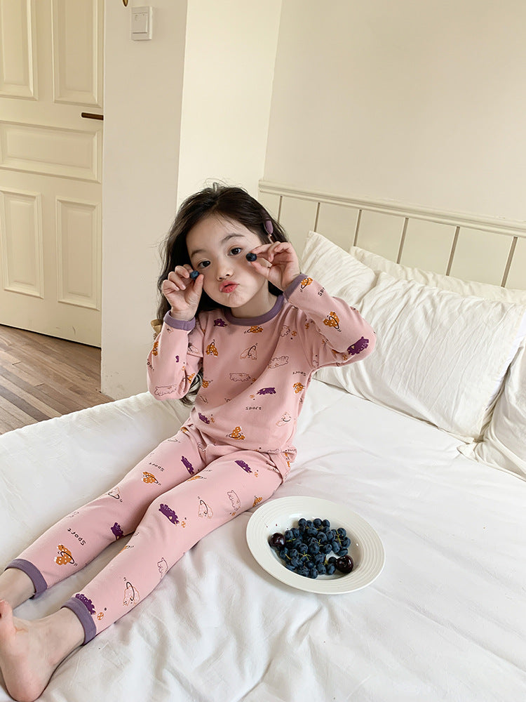 Long Sleeve Printed Pajamas 長袖 プリント パジャマ セット【mh0012243】